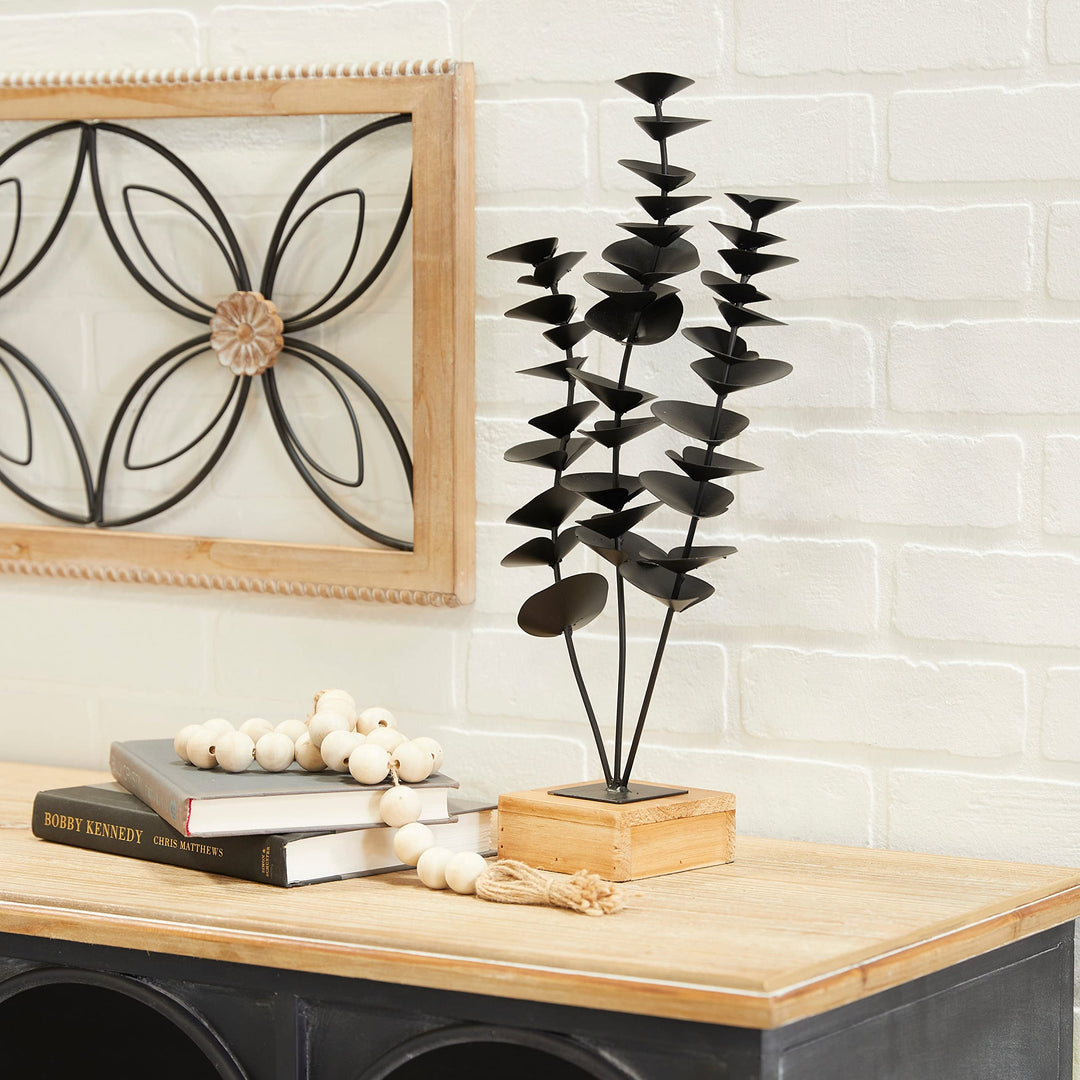 Black Metal Contemporary Floral Sculpture 9 X 4 18 Iron