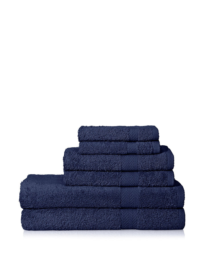 Lintex Linens 843242 Deluxe 6Piece Cotton Terry Bath Towel Set Navy