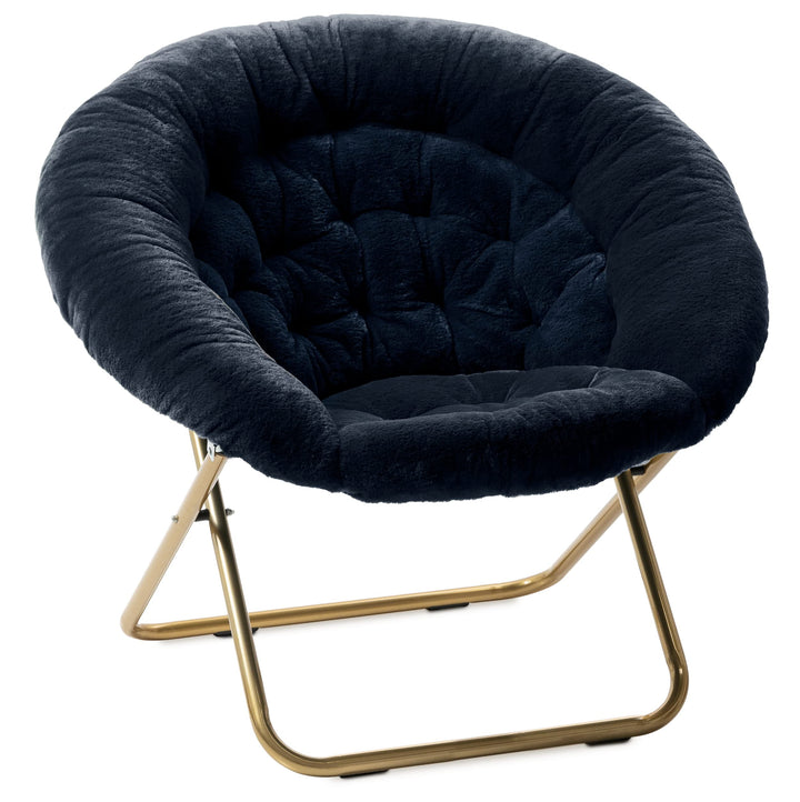 Milliard Cozy Chair/Faux Fur Saucer Chair for Bedroom/X-Large (Navy Blue)