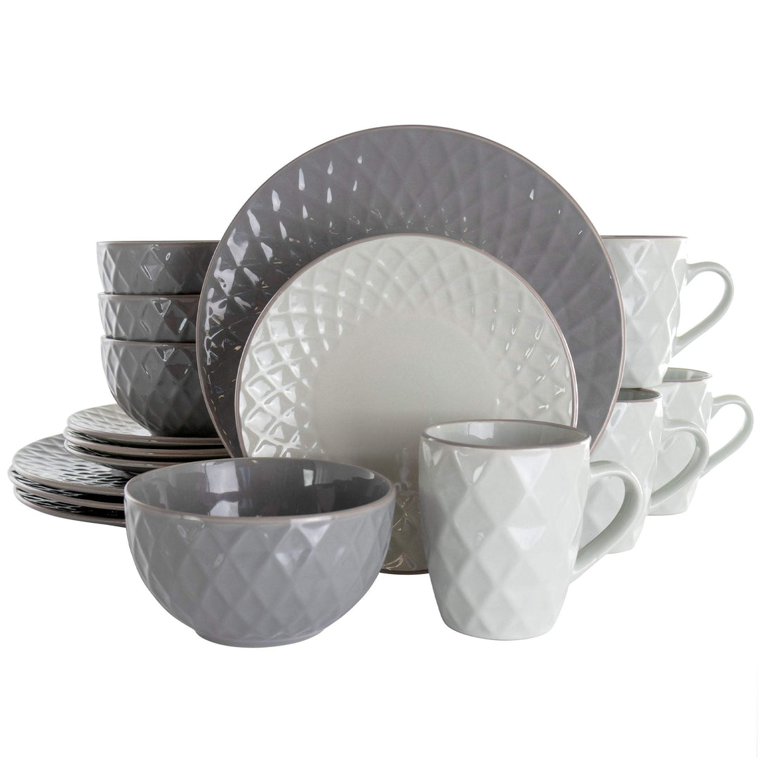 Diamond 16 Piece Stoneware Dinnerware Set In Slate Grey Solid Casual Round