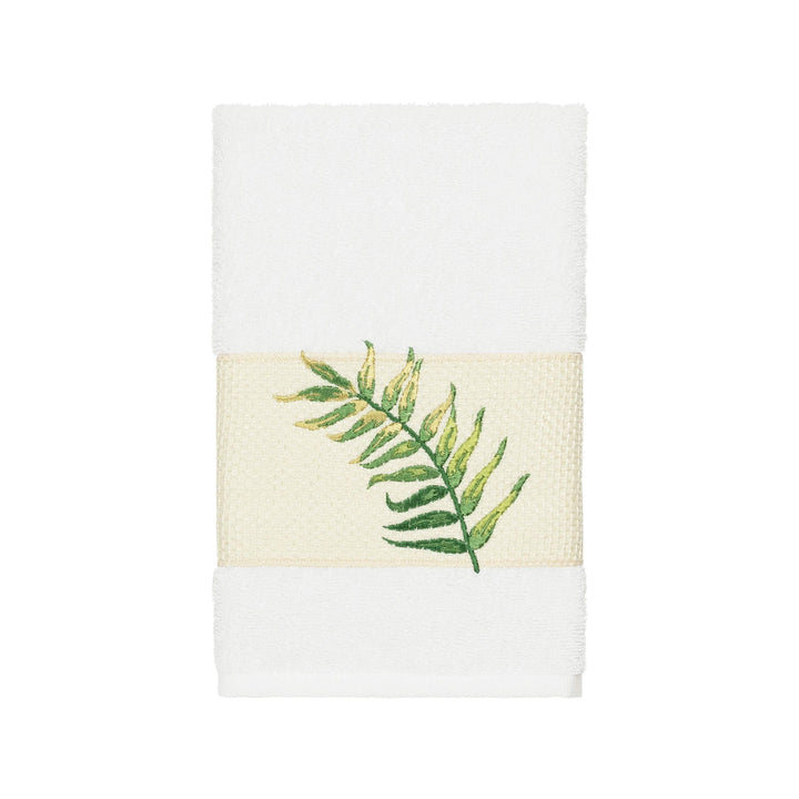 Turkish Cotton Palm Fronds Embroidered White Hand Towel Cloth Single Piece