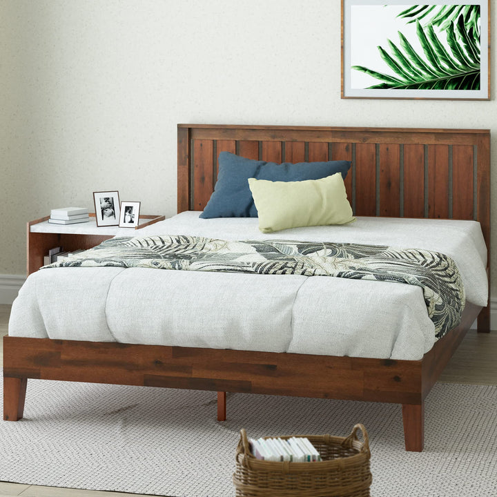 ZINUS Vivek Deluxe Wood Platform ed Frame with Headboard Wood Slat Support No King