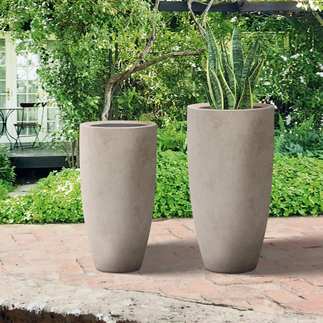 32" 23.6" H Tall Concrete Planter Large Outdoor Plant Pot Modern Tapered