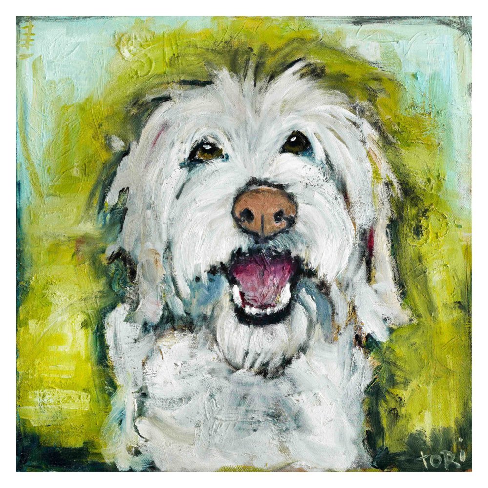 Marmont Hill 4x4 Smiley Dog by Tori Campisi Painting Print on Wrapped Canvas 24 x 24