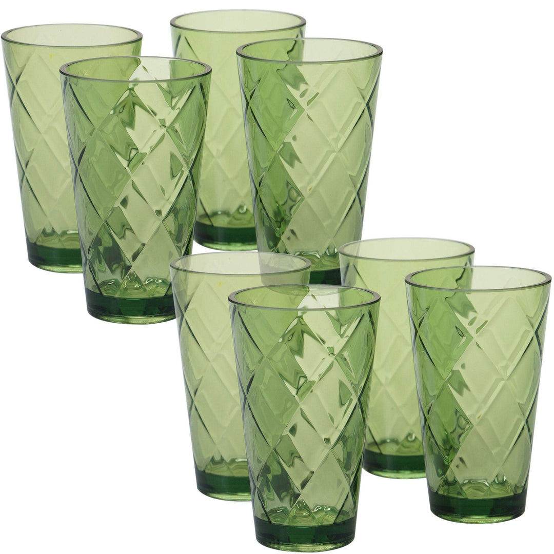 Green Diamond Acrylic 20-ounce Iced Tea Glasses (Set Of 8)