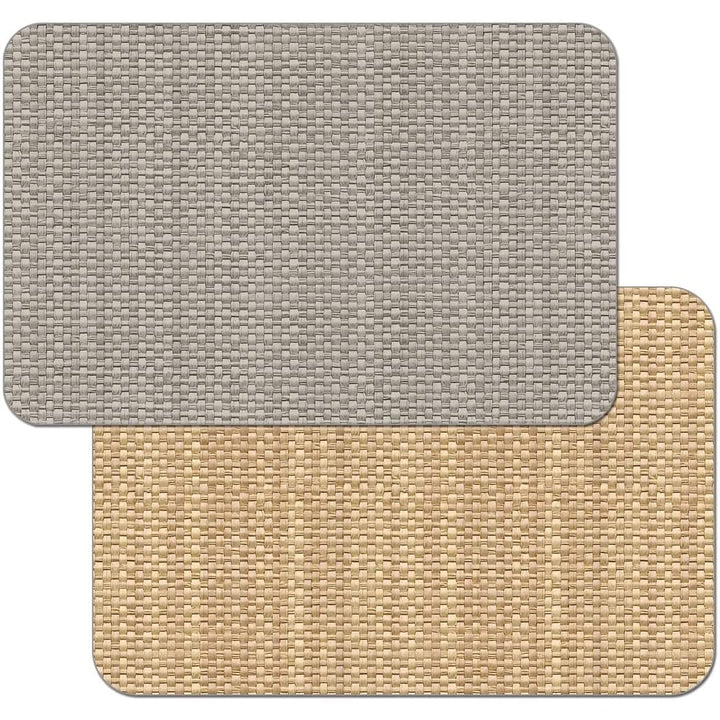 Taupe and Natural Basket Weave Design Reversible Easy Plastic Placemat Set of