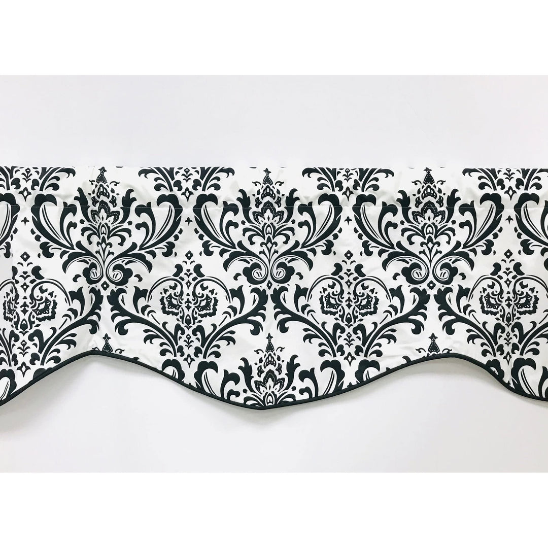 Shaped Damask Black and White Valance Black Damask French Country Cotton Lined