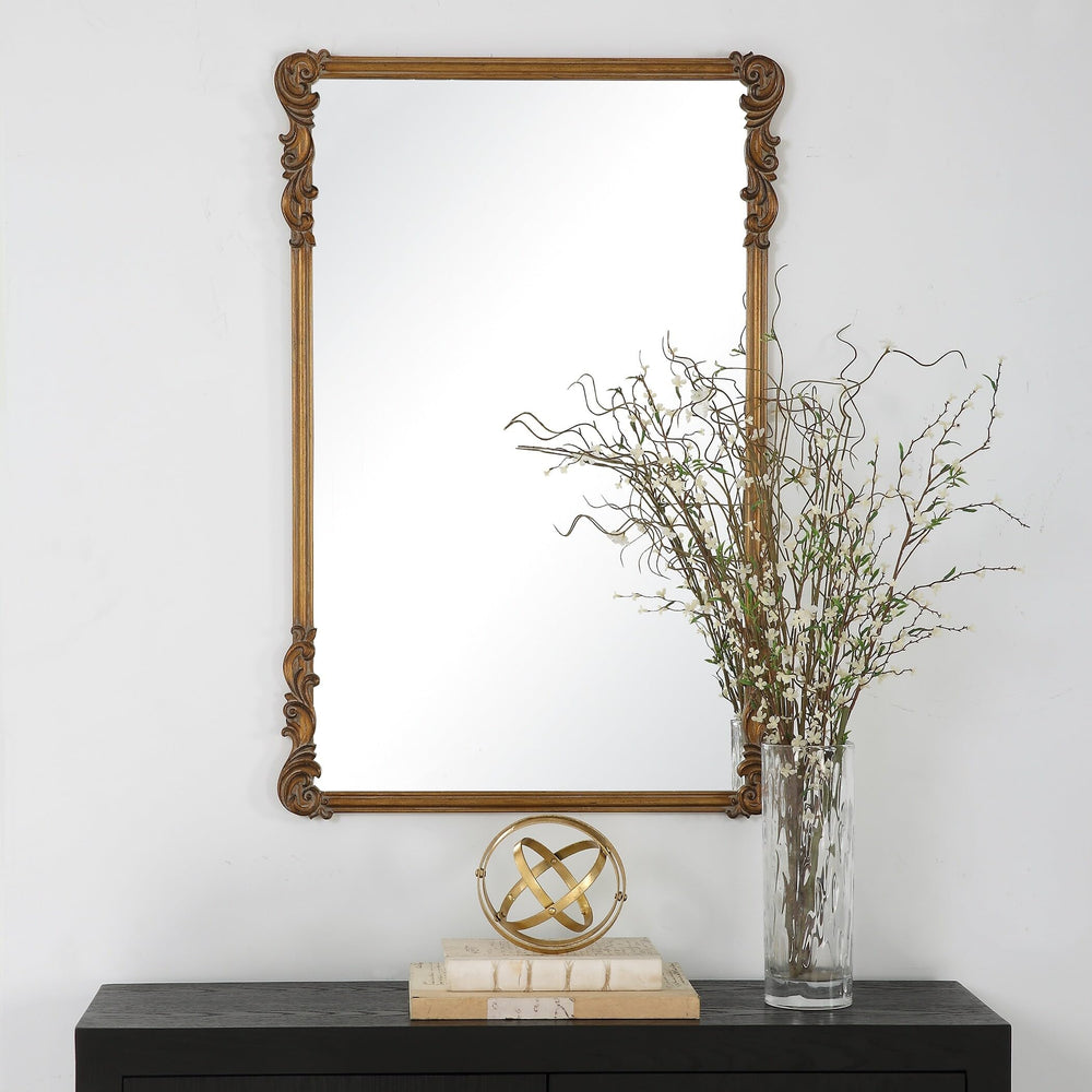 Antique Gold Old World Mirror 24" w X 36" h 0.83" d Modern Contemporary Includes - Diamond Home USA