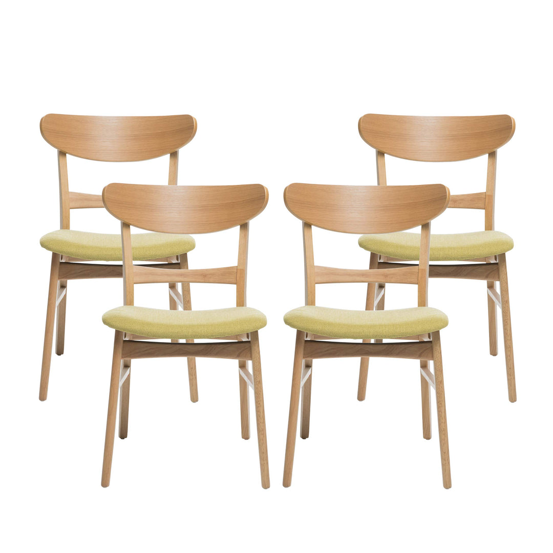 Christopher Knight Home Gloria Mid-Century Modern Dining Chairs (Set of 4) Green Green Tea + Natural Oak