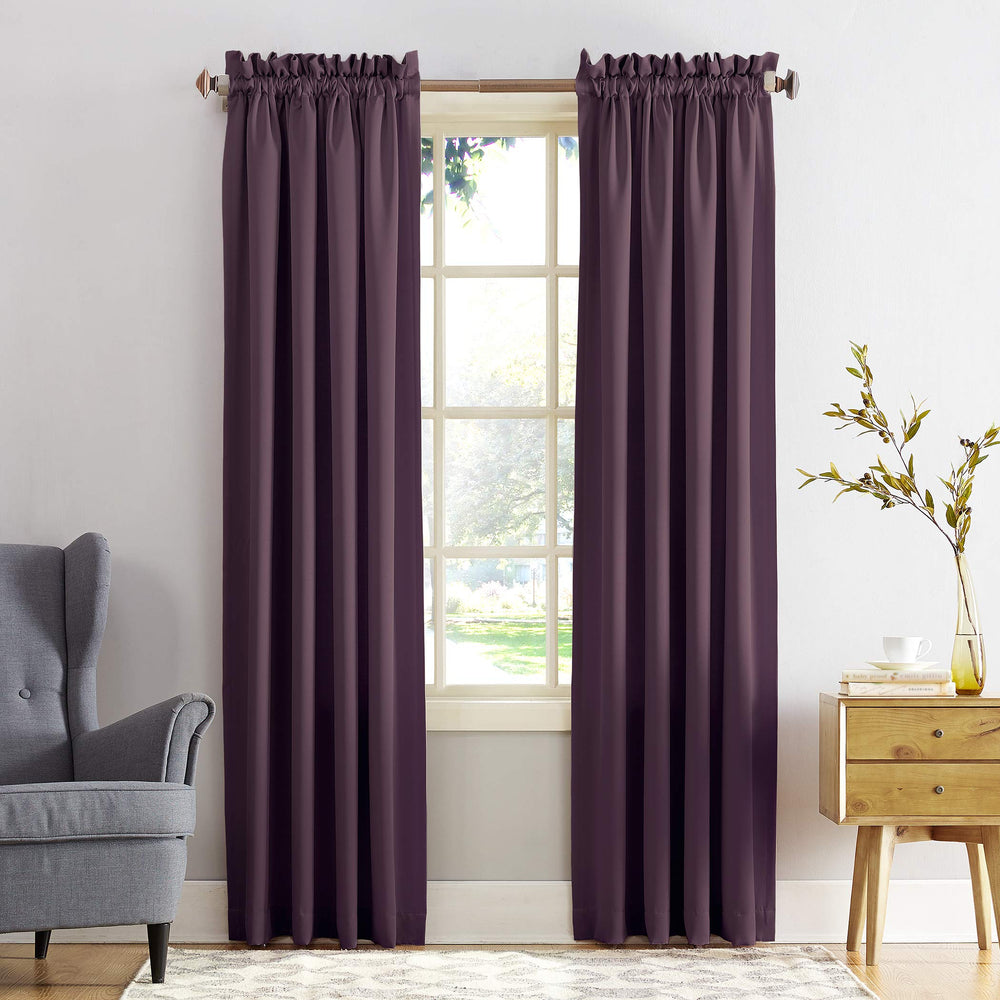 Sun Zero Barrow Energy Efficient Rod Pocket Curtain Single Panel 54 x 84 - Plum