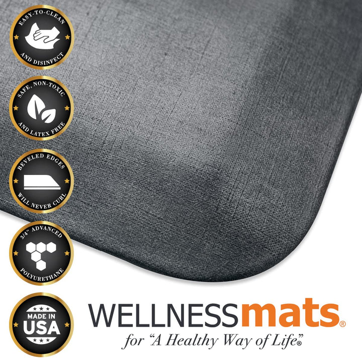 WellnessMats Lnen Collecton Ant-Fatgue Floor Mat Slate 36 n. x 24 n. x ¾