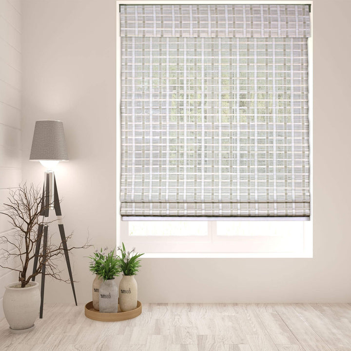 33.5 X 60 Bamboo Blinds Natural Wood Window Shade Cordless Lift Roman Shades 33.5"W x 60"H