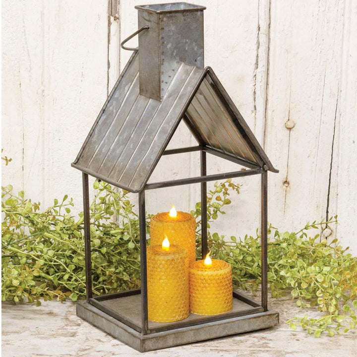 Metal House Lantern Grey Farmhouse Finish