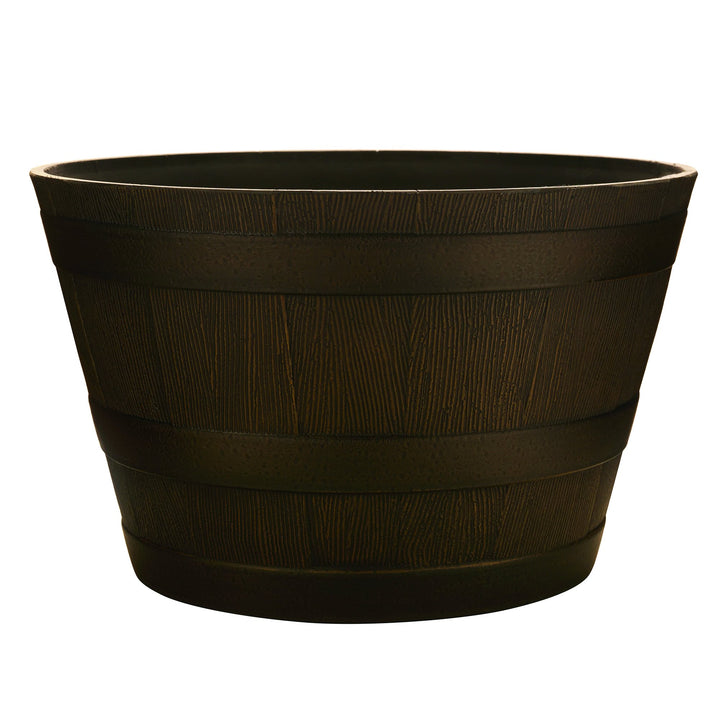 Southern Patio 20.5" Resin Whiskey Barrel Planter Kentucky Walnut Brown