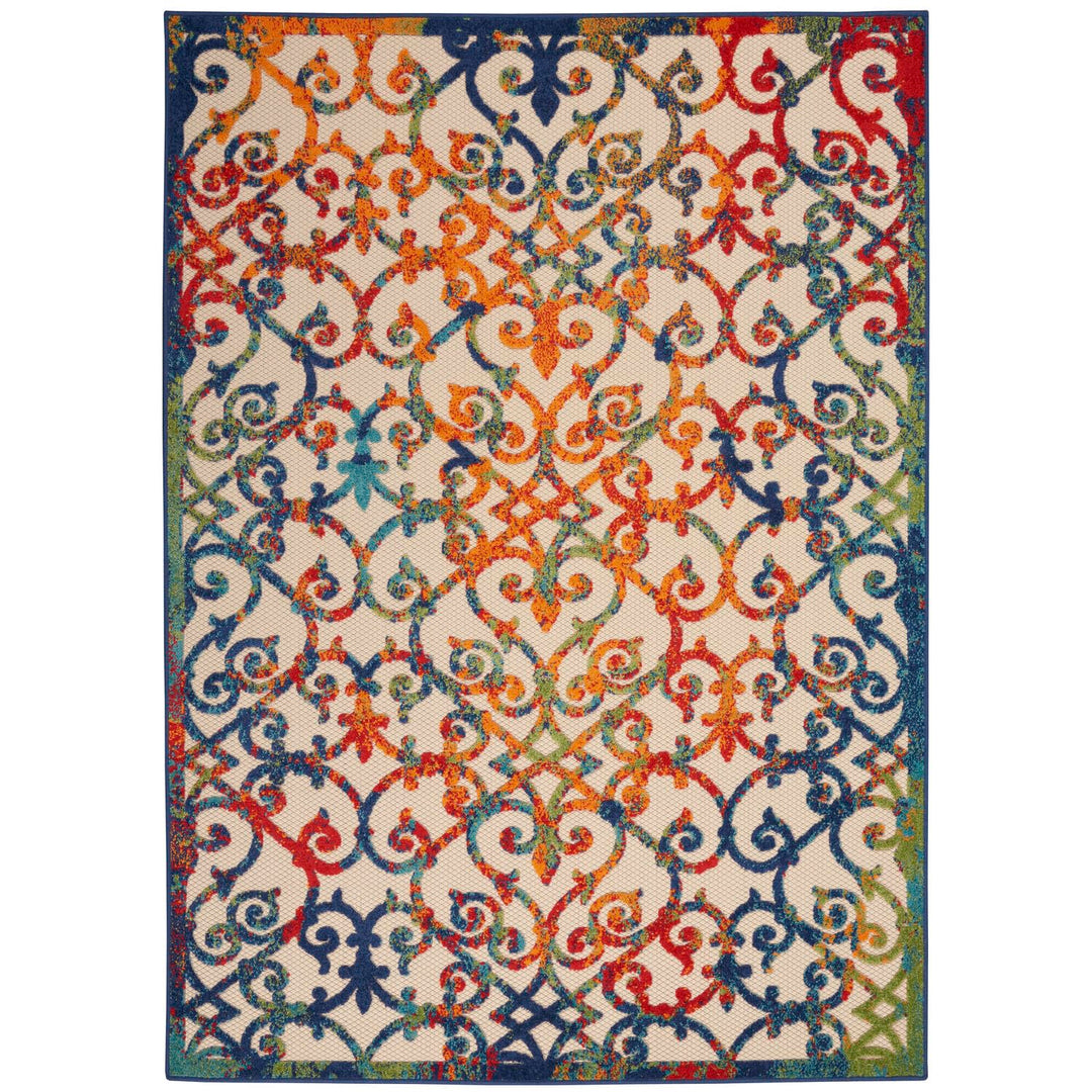 Nourison Aloha Indoor/Outdoor Multicolor 7'10" x 10'6" Area Rug Transitional 7'10" x 10'6" - Multi