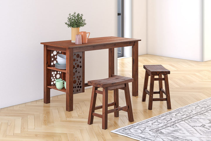 Boraam Sonoma Backless Saddle Dining Height Stool - Chestnut Wire-Brush - Set of