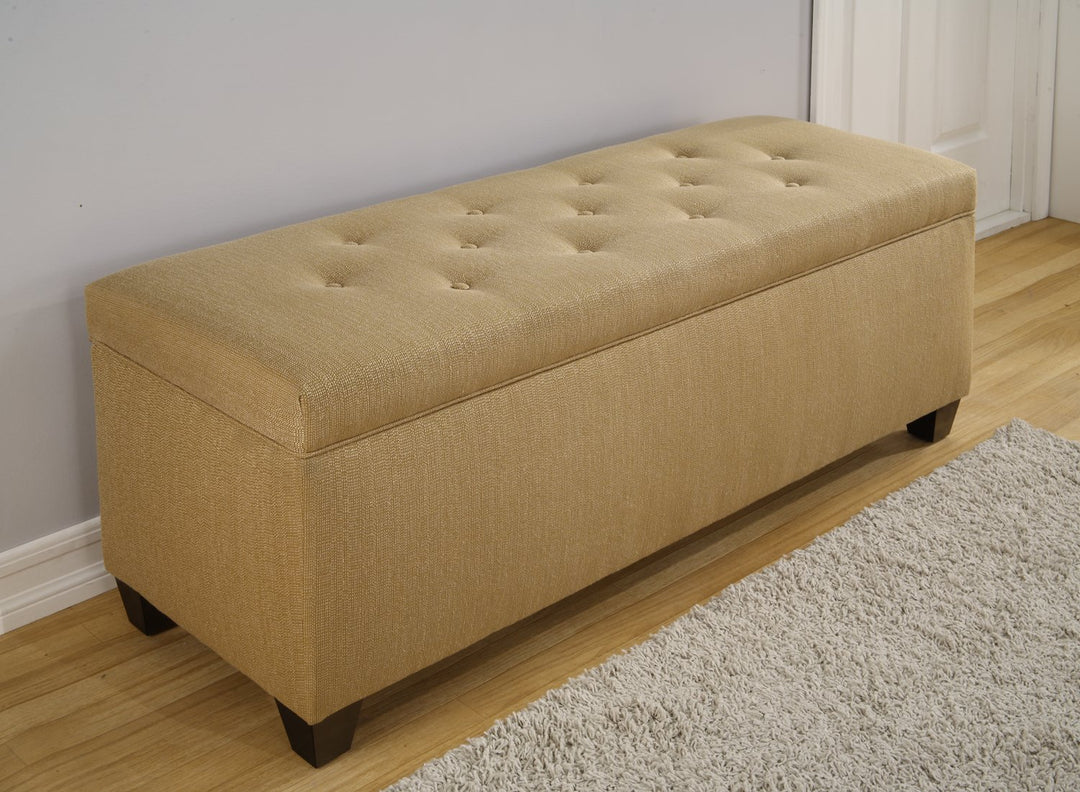 The Sole Secret Button Tufted Shoe Ottoman Storage Bench for Bedroom or Entryway Yellow Large