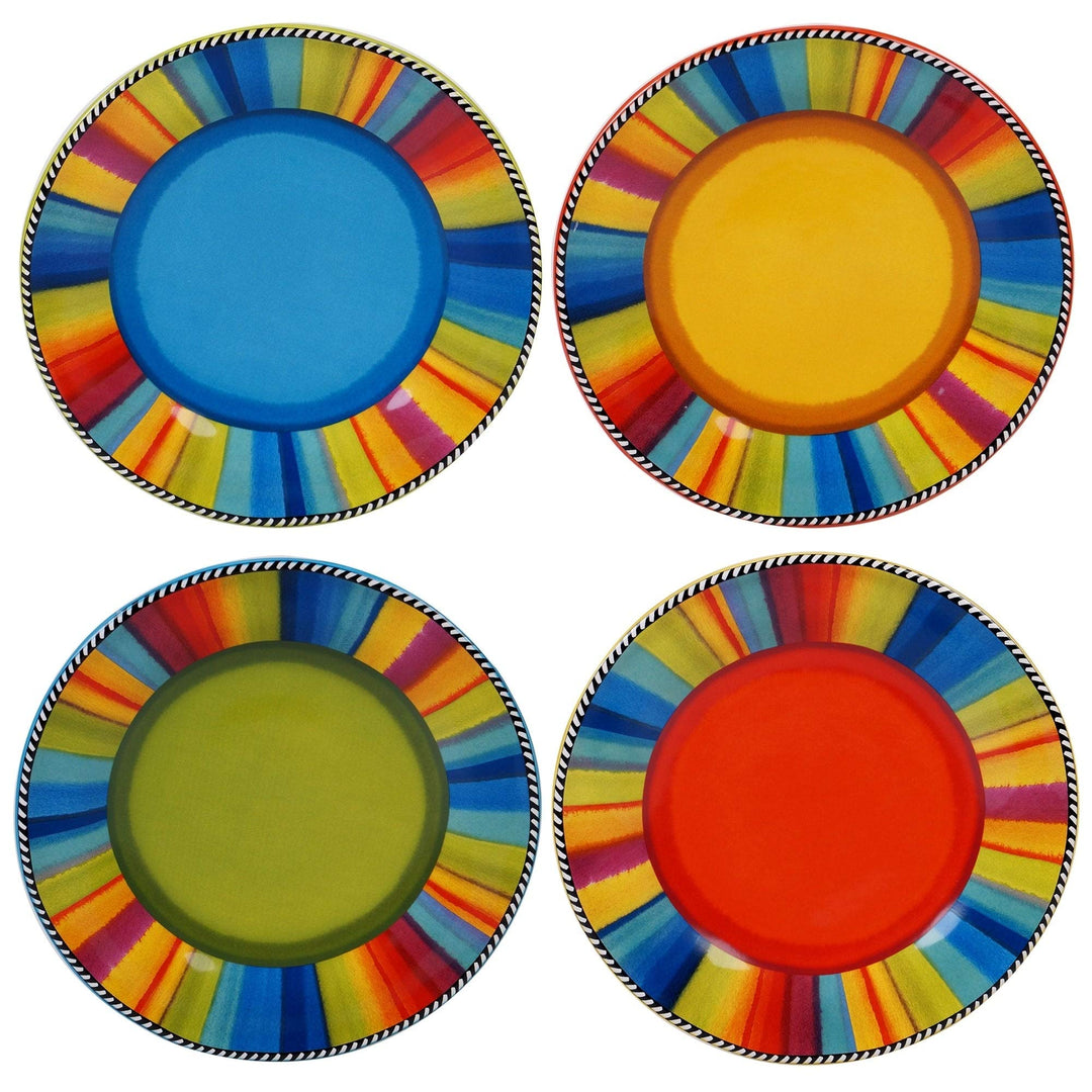 16-piece Dinnerware Set (Service For 4) Multi Color Red White Stripe Casual - Diamond Home USA