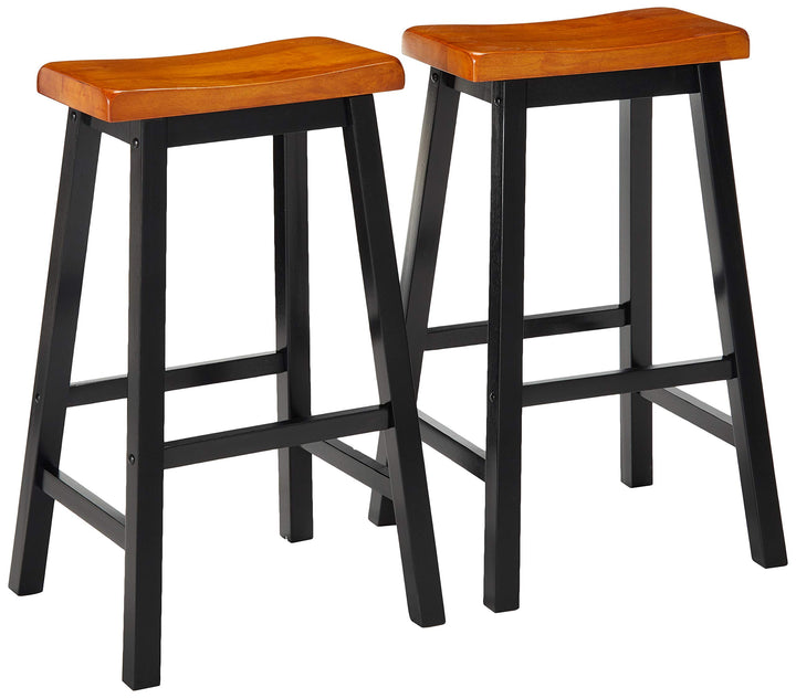 Christopher Knight Home Pomeroy 29" Saddle Stools 2-Pcs Set Walnut / Black