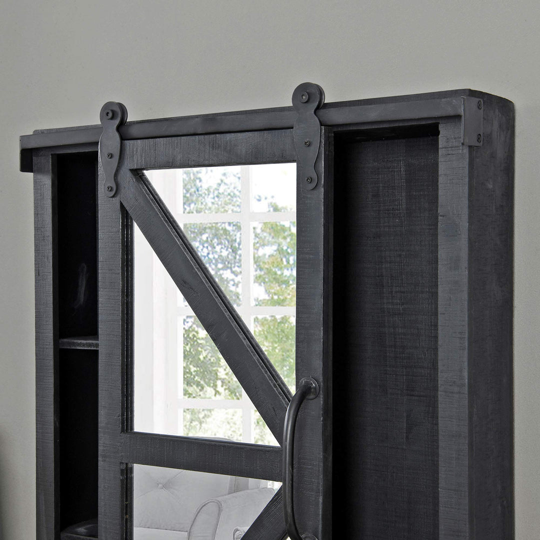 FirsTime & Co. Winona Barn Door Mirrored Cabinet Storage with Shelves