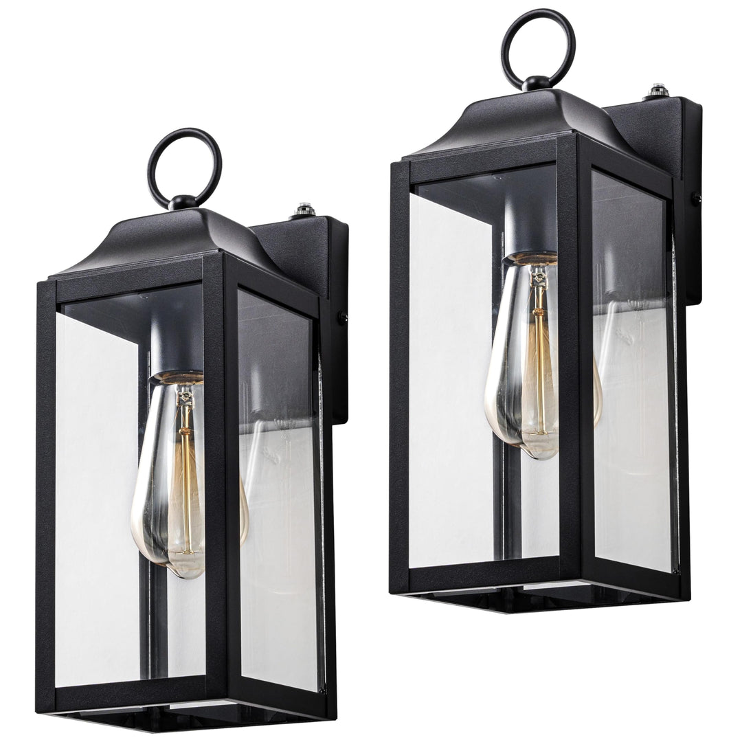 Matte Black Dusk to Dawn Outdoor Wall Lantern Sconce (2-pack) Modern