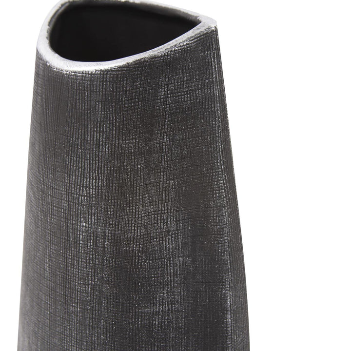 Howard Elliott Tall Free Formed Ceramic Vase in Textured Black