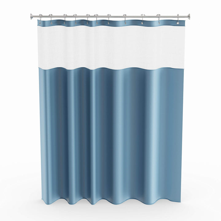 Aqua Shower Curtain with Detachable Liner Blue Solid Color Shower Drape