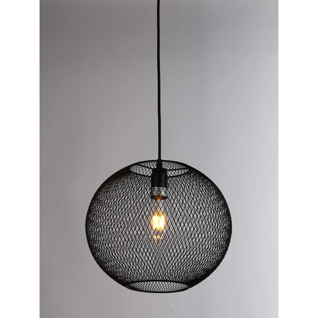 Black Sphere Mesh Pendant Light Farmhouse Industrial Metal