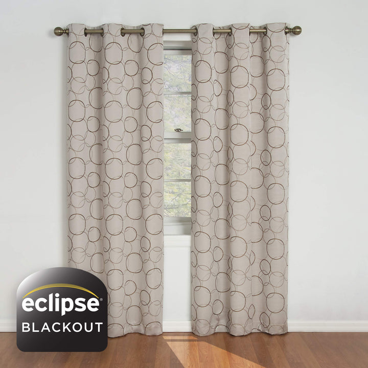 ECIPSE Meridian Modern Blackout Thermal Grommet Window Curtain for Bedroom or 84 Inches - Linen