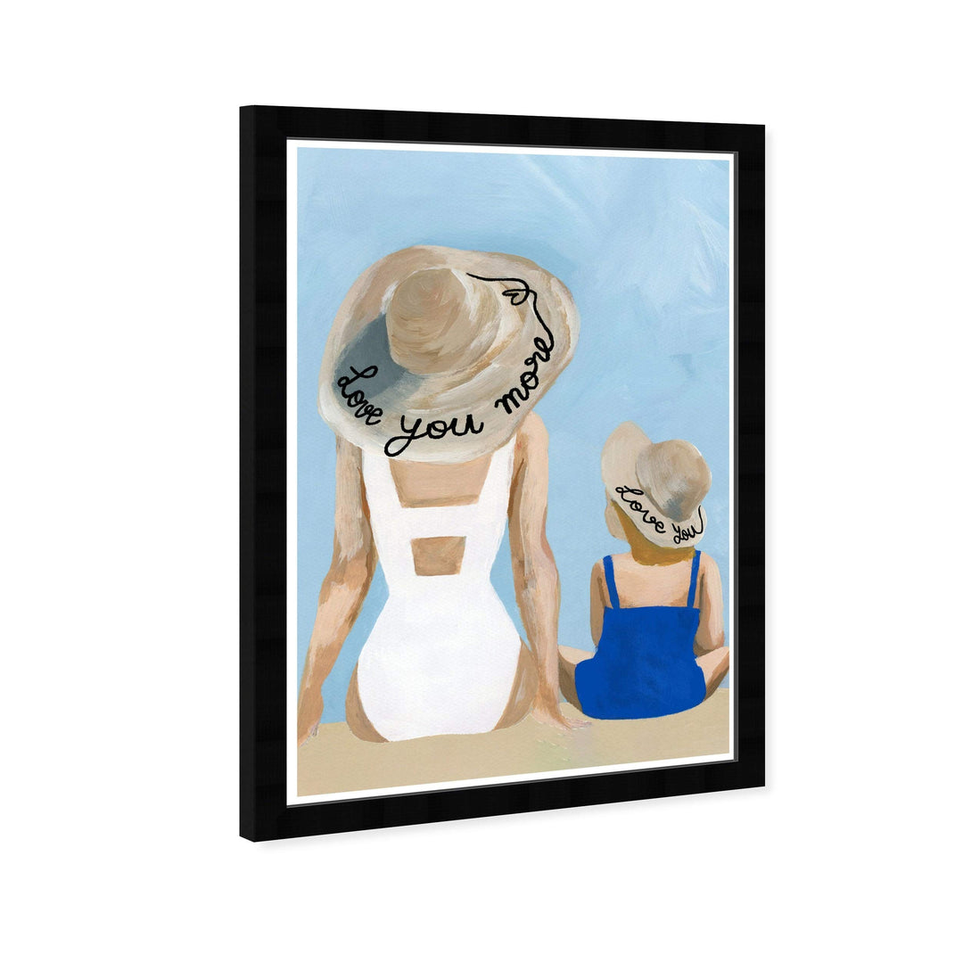 Love You More' People and Portraits Wall Art Framed Print Blue Brown Modern