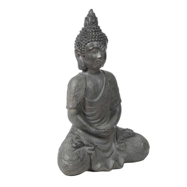 Gray Mgo 21.7in. H Meditating Buddha Garden Statue Grey Oriental Magnesium Oxide