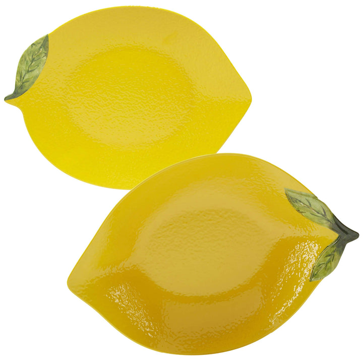 3-d Lemon 2-Piece Serving Set Green Multi Color Yellow Fruit Farmhouse