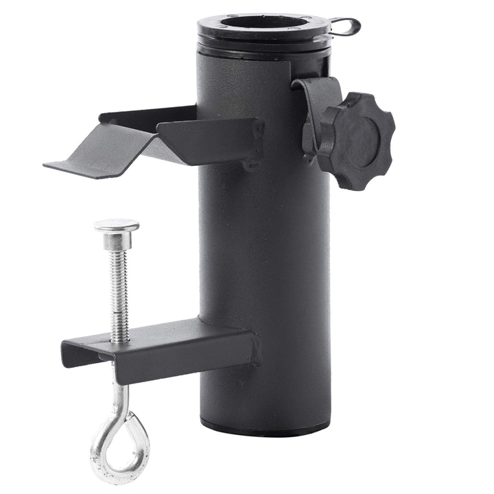 Outdoor Weather Resistant Balcony Clamp Umbrella Holder Black Round Metal