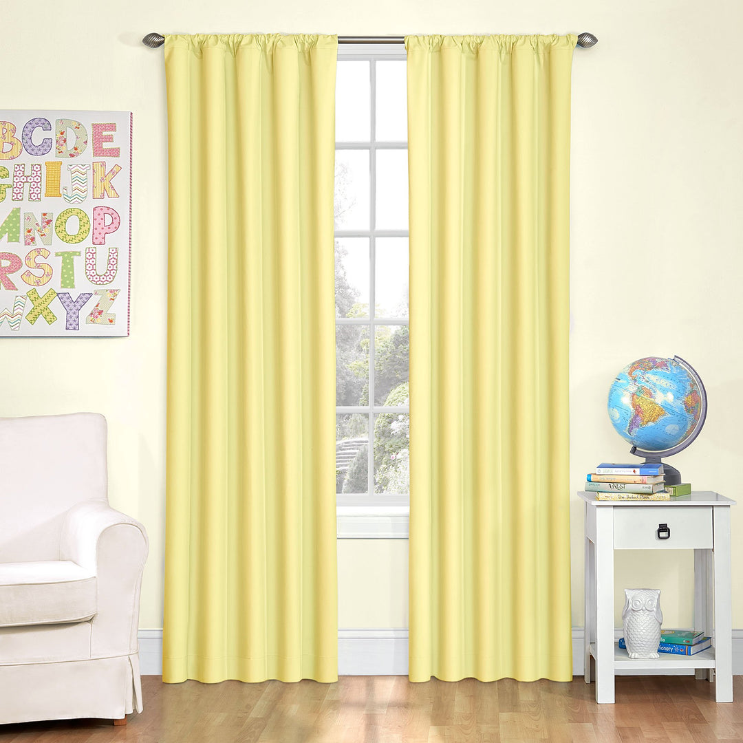 ECLIPSE Microfiber Blackout Thermal Rod Pocket Window Curtains for Bedroom or 84 Inches - Yellow