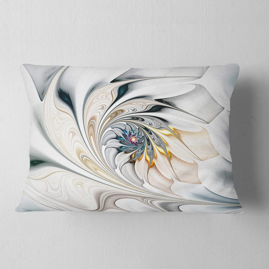 Designart White Stained Glass Art' Floral Throw Lumbar Cushion Pillow Cover 12 in. x 20 in.