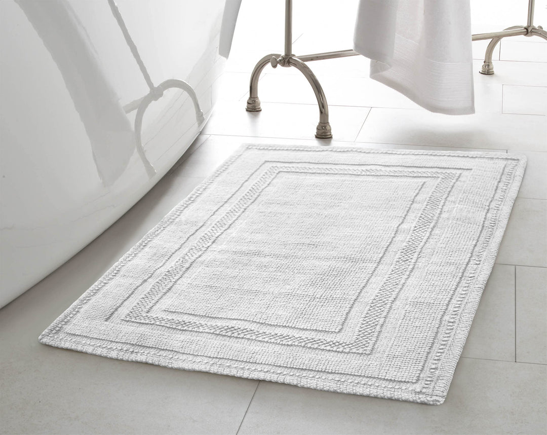 Jean Pierre - Stonewash Racetrack Bath Rug Cotton Premium Bathroom Décor Machine White