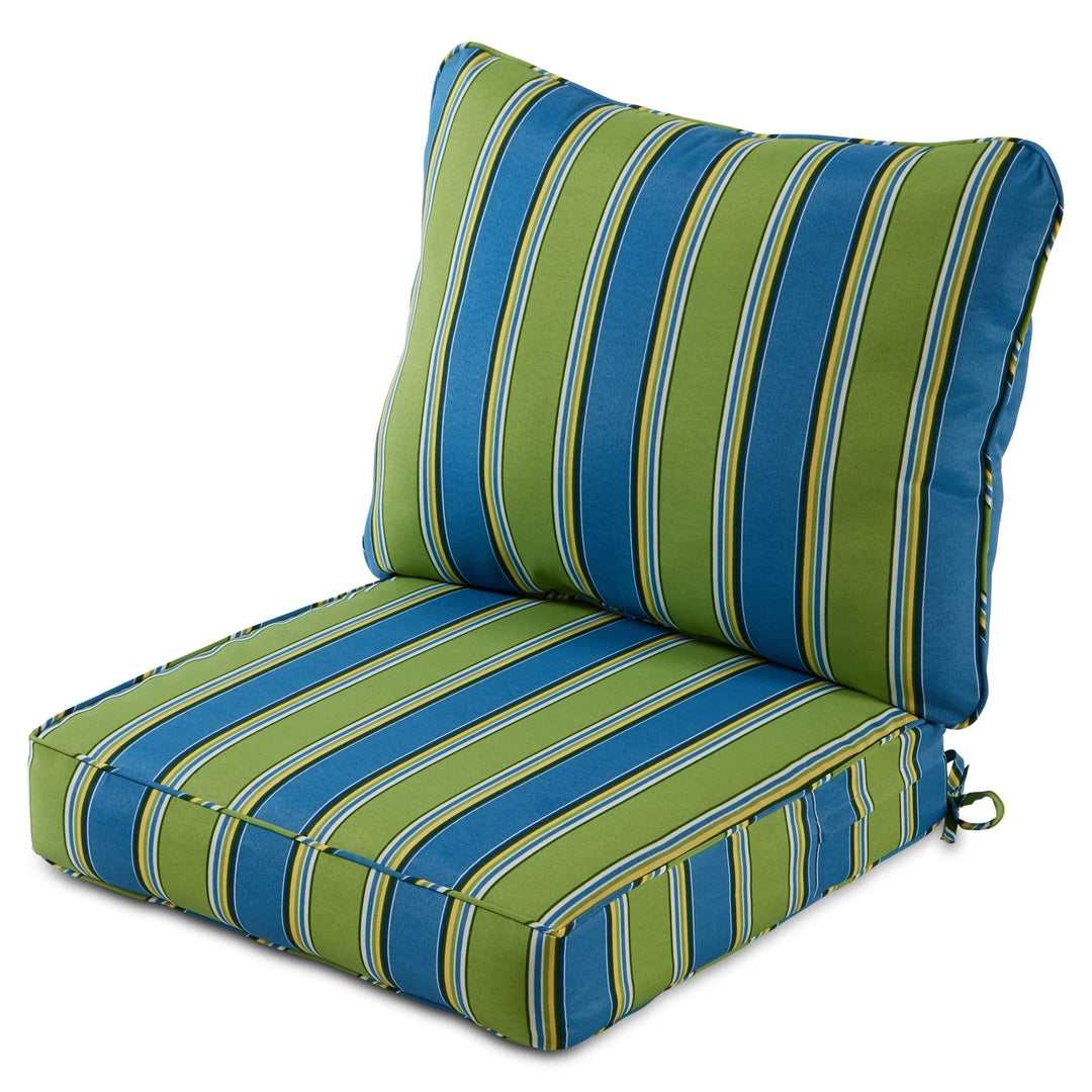 Cayman Stripe Outdoor 25-inch X 47-inch Deep Seat Cushion Set Blue Green Striped