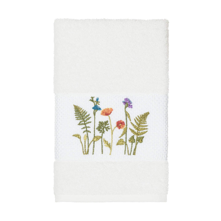 White Turkish Cotton Wildflowers Embroidered Hand Towel Single Piece