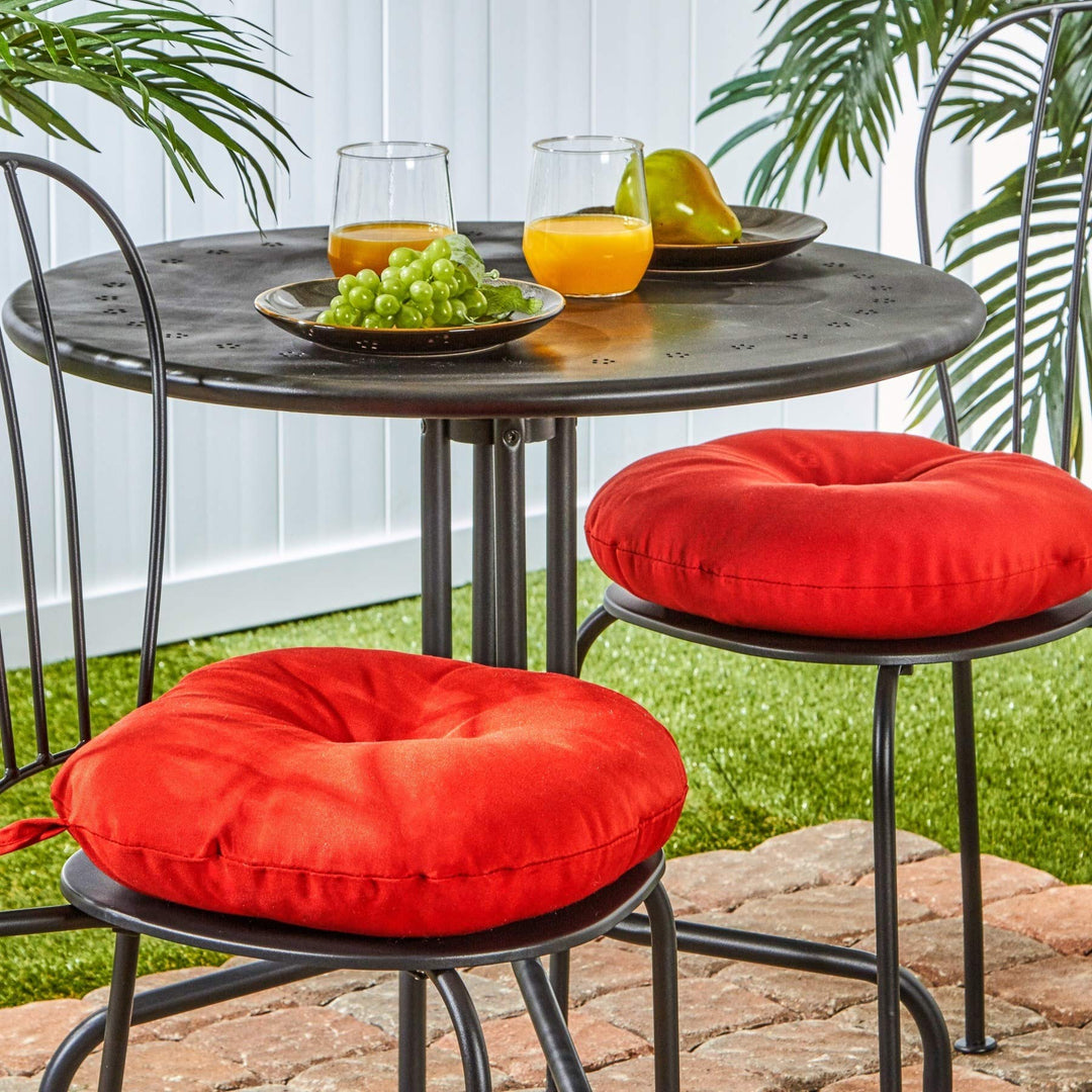 Driftwood 15-inch Round Outdoor Red Bistro Chair Cushions (Set of 2) Solid