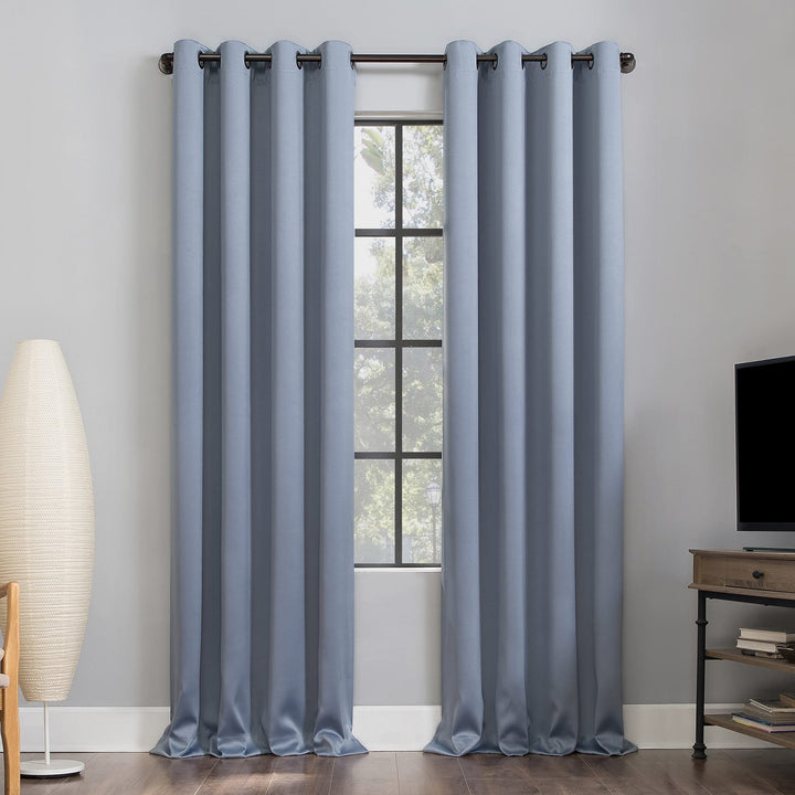 Sun Zero Nordic Theater Grade Extreme 100% Blackout Grommet Curtain Single Panel 52 x 108 - Haze