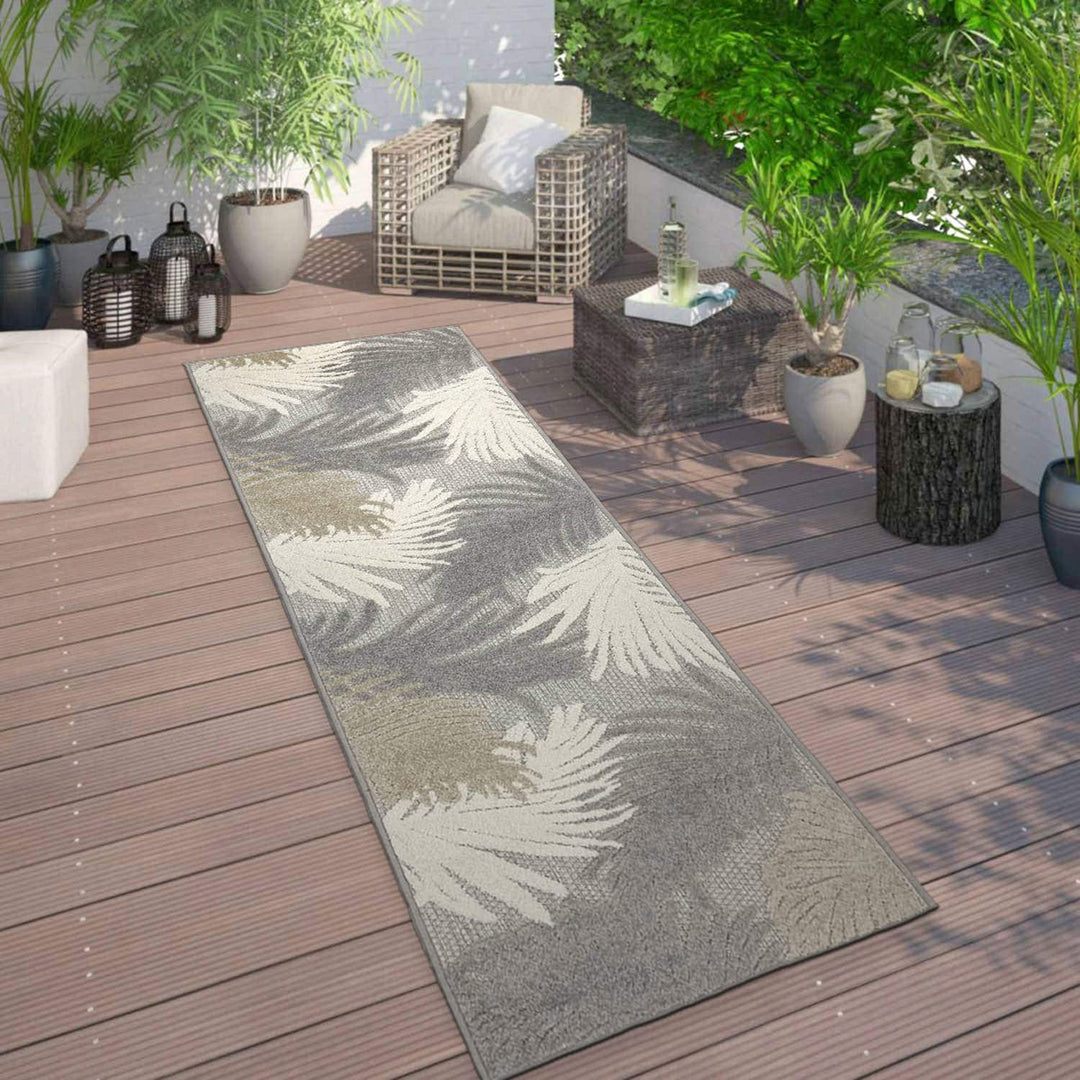 Rugshop Lucca Contemporary Floral Indoor/Outdoor Runner Rug 2' x 7' Gray 2' x 7' Runner - Gray