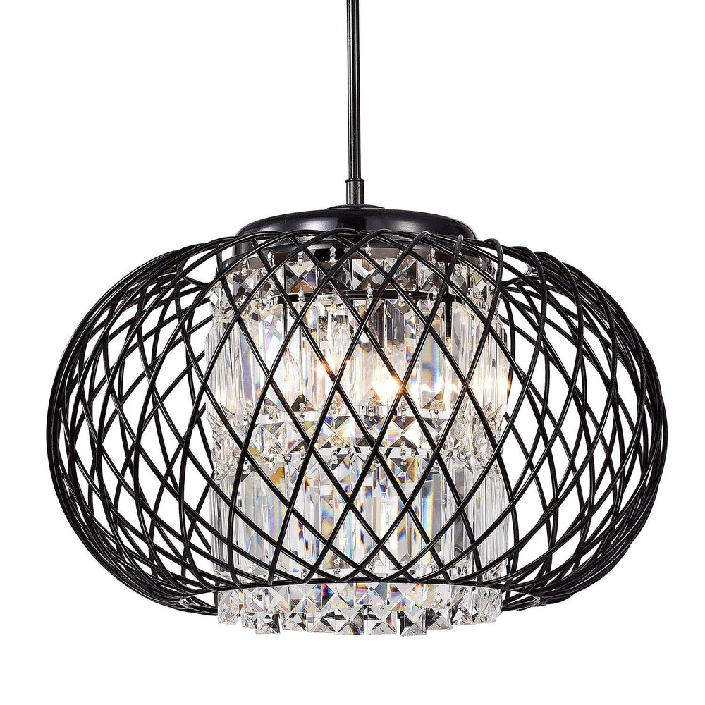 Antique Black 3-light Round Drum Chandelier with Crystal Modern Contemporary - Diamond Home USA