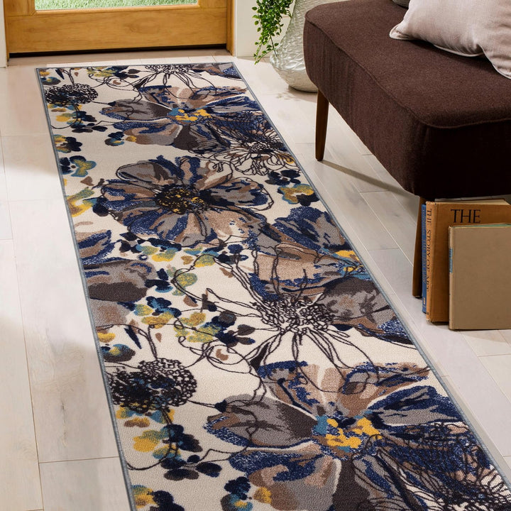 Rugshop Modern Bright Flowers Non-Slip (Non-Skid) Area Rug