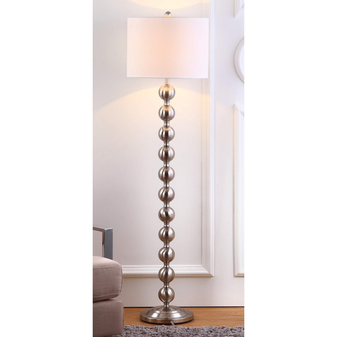 59-inch Reflections Stacked Ball Nickel Floor Lamp White Modern Contemporary - Diamond Home USA