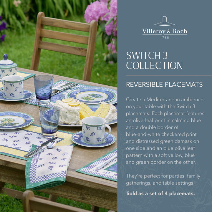 Villeroy and Boch Switch 3 Reversible Cotton Bordered Placemats 14 Inches by