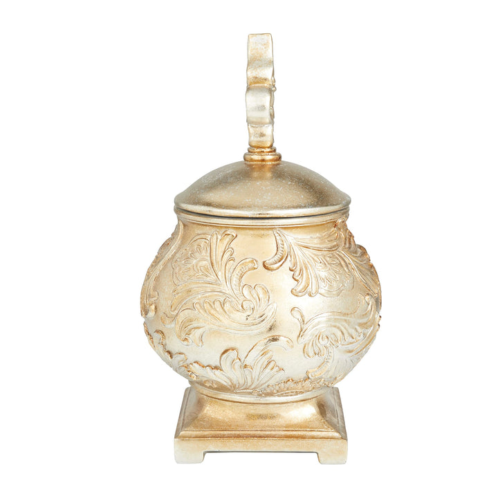 Gold Polystone Traditional Decorative Jar 13 X 8 Stoneware