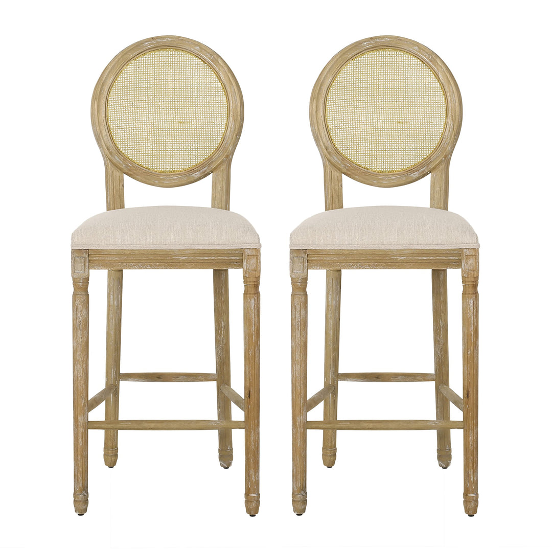 Christopher Knight Home Caspar French Country Wooden Barstools with Beige + Natural