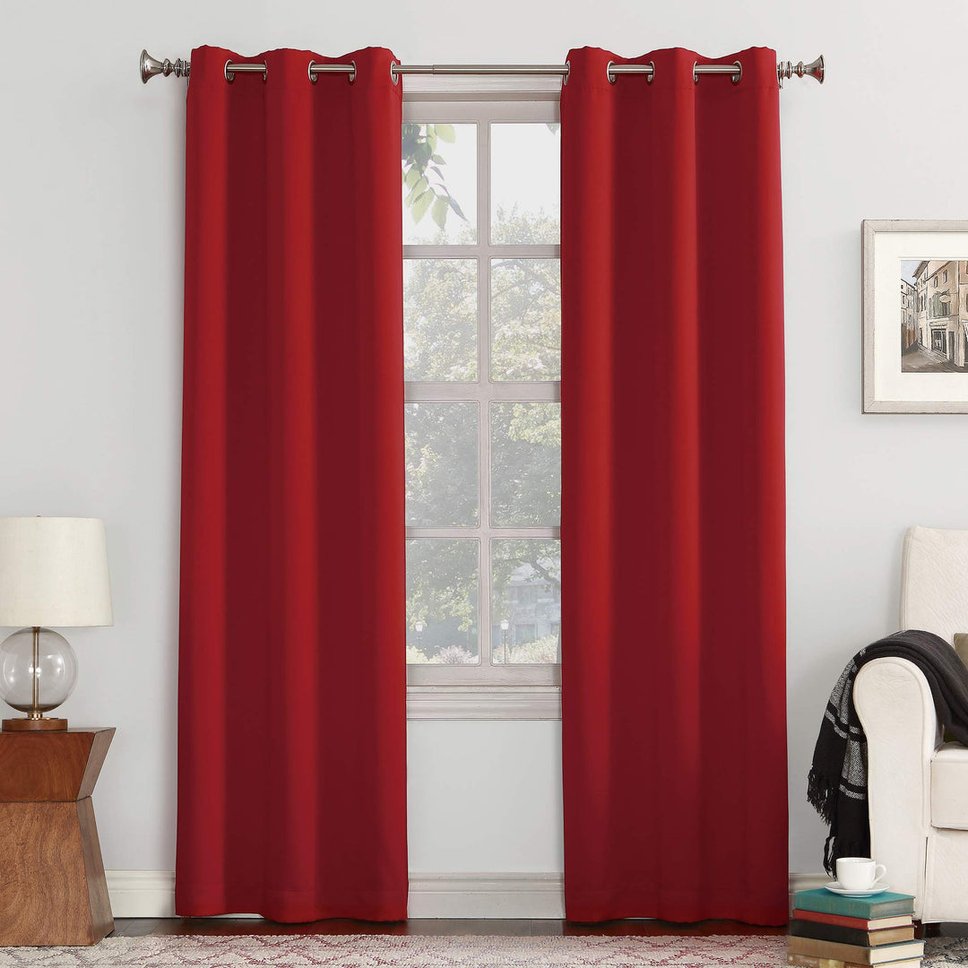 Sun Zero Easton Energy Saving Blackout Grommet Curtain Panel 40" x 108" Red 40 x 108 - Red