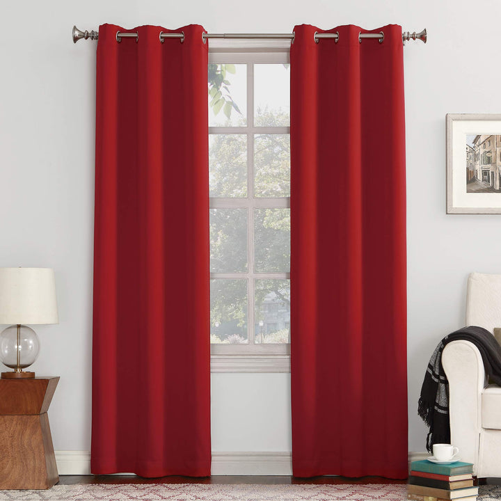 Sun Zero Easton Energy Saving Blackout Grommet Curtain Panel 40" x 108" Red 40 x 108 - Red