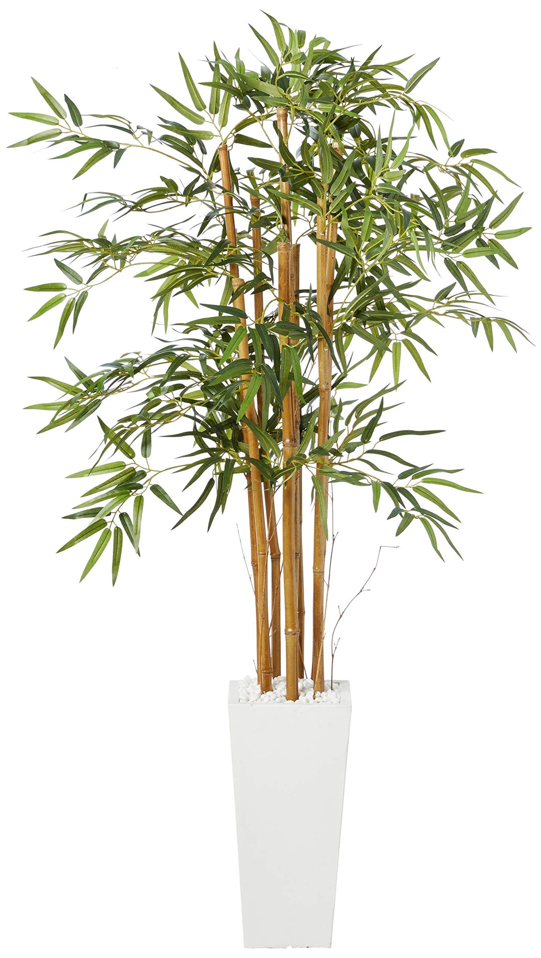 Nearly Natural 5812 5’ Bamboo Artificial Tree in White Tower Planter Green